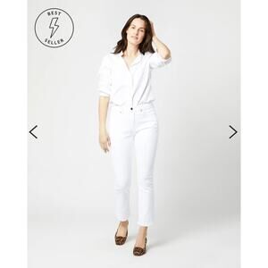 Ann Mashburn White Flare Cropped 5-Pocket Jean White Stretch Denim NWT Size 24